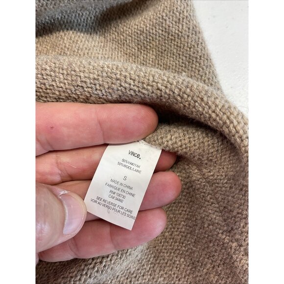 Vince Open-Front Cardigan Women's S Brown Yak Wool Blnd Minimalist Casual Hooded - Picture 5 of 9